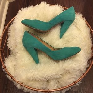 Teal Faux Suede Pumps